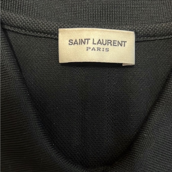 Saint Laurent / Never Say Never Glitter Patch Black Polo - Picture 6 of 6